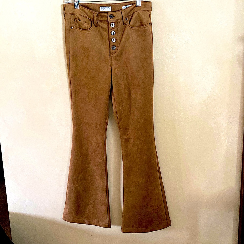 Tan Button Fly Soft Flared Jeans